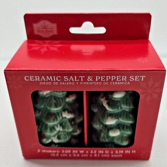 Holiday TIME Christmas Winter Ceramic Bundle Holder Salt And Pepper Spoon Rest - Picture 8 of 8
